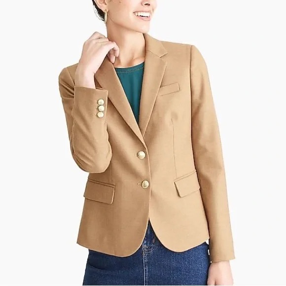 J.Crew Schoolboy Tan Blazer Jacket Size 12